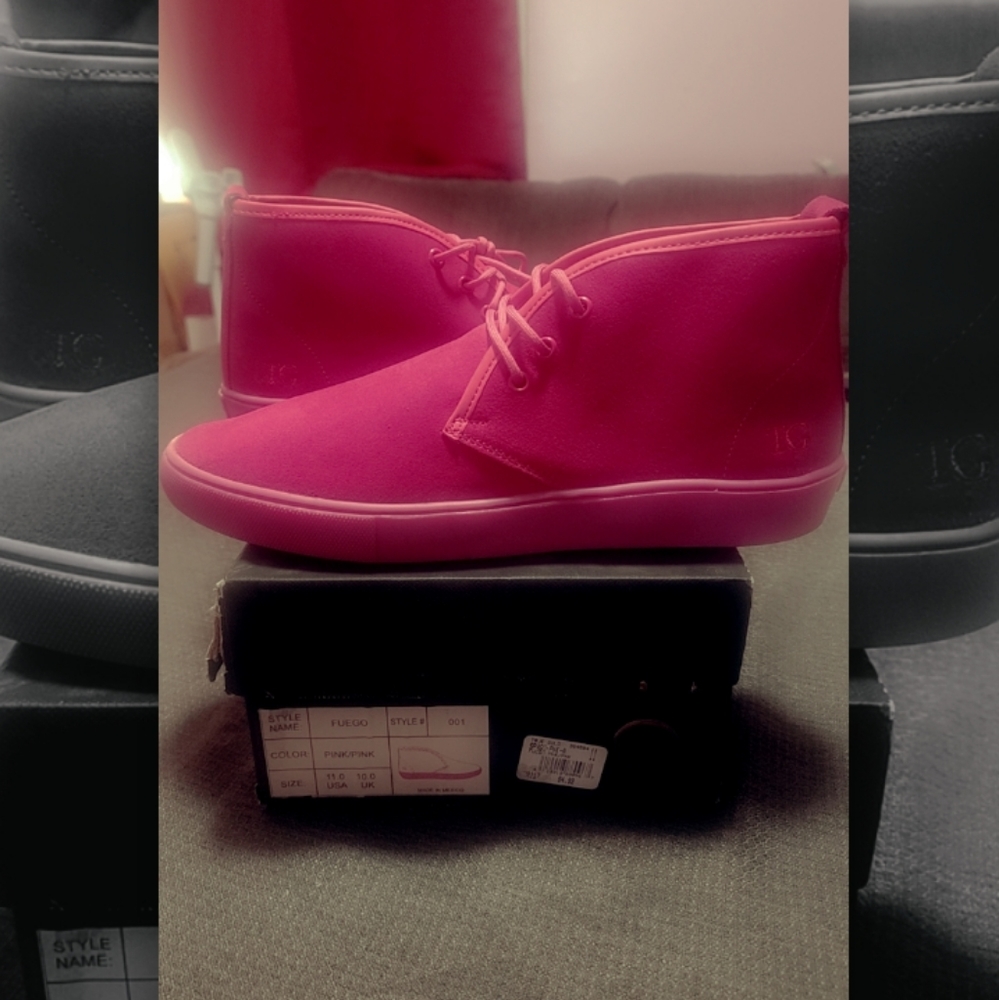 True gold men's pink leather high top